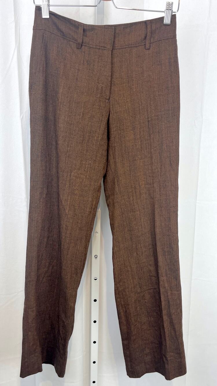 ETRO Italy Flat Front Mid Rise Trousers Pants Wool Blend Brown Size 42 US 6